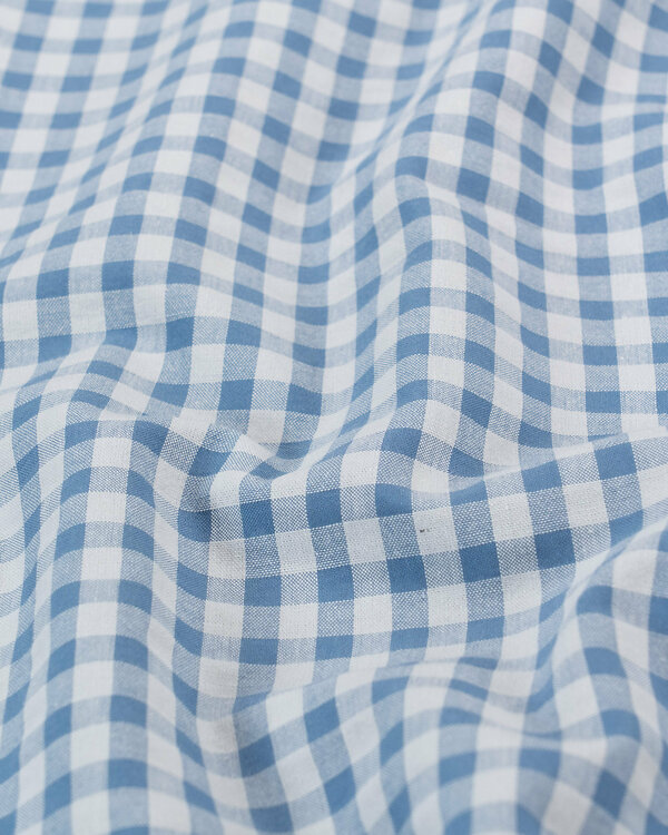 Seersucker coton bio recyclé "Carreaux/Vichy" (offwhite/bleu jean)