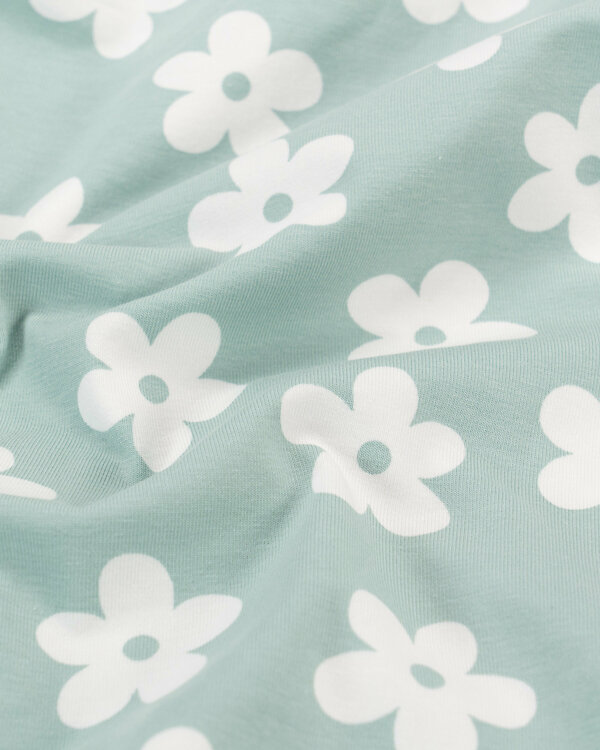 Jersey coton "Fleurs" (vieux menthe-blanc)