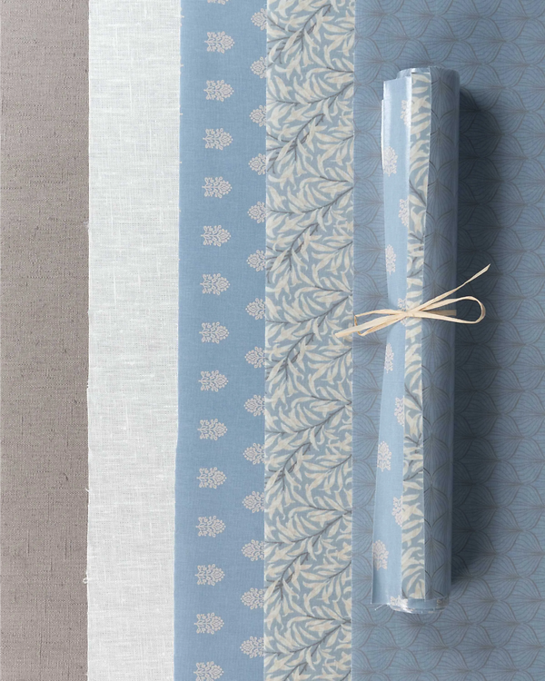 Paquet de tissus - toile cirée AU Maison "Odense" - 5 coupons (offwhite/bleu/gris)