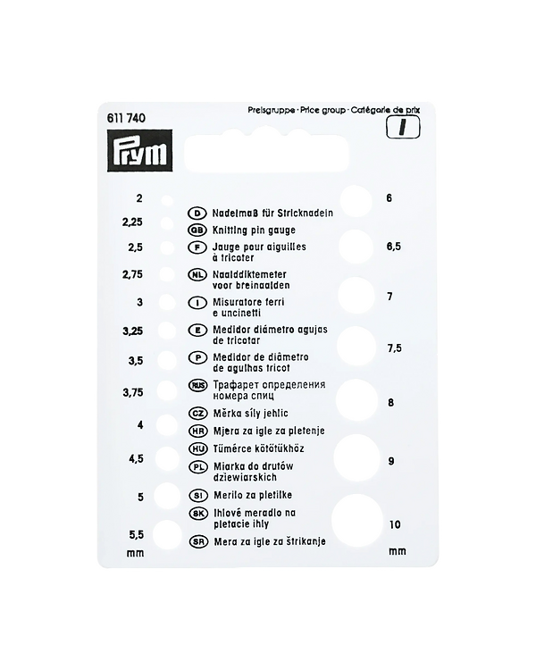 PRYM Jauge pour aguilles à tricoter 611740
