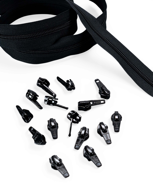 Fermeture Éclair au mètre "Basic" - moyenne 10 m + 15 curseurs (580 noir) de YKK