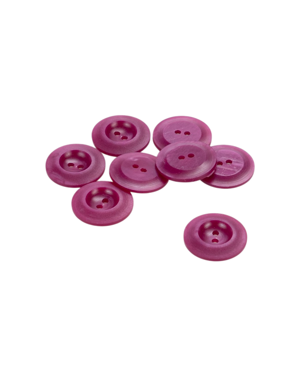 Bouton imitation corne "Galalith" - rond 2 trous Ø 20 mm (fuchsia)