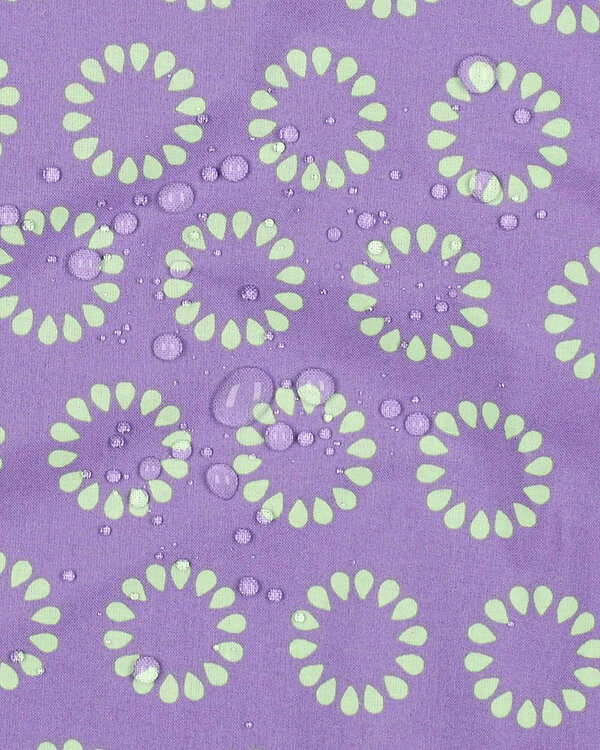 Toile cirée – coton enduit "Fleurs rondes" (violet-menthe pastel)