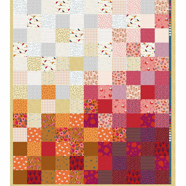 Panneau en coton quilt "Poppy Pink" (blanc/rose/pink) de la blu