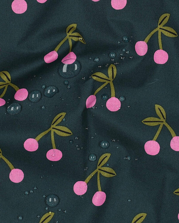 Toile cirée – coton enduit "Cherries/Cerises" (vert foncé-rose/olive)