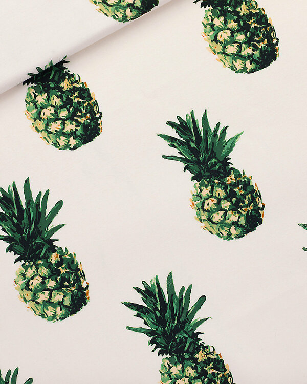 Sweat d'été en coton - french terry "Pineapples - papyrus crèm" (offwhite-vert) de See You at Si