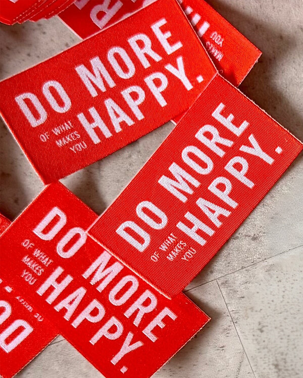 Écusson/patch thermocollant "Do more of what makes you happy" - lot de 5 (orange-rose blanc) de Prülla