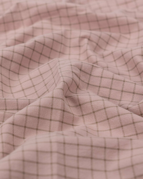 Seersucker coton bio "Carreaux grille" (vieux rose/taupe)