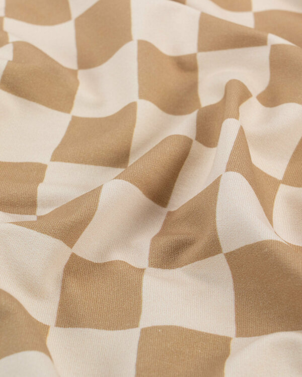 Sweat d'été coton bio - French Terry "Sirocco - Giant Carreaux" (beige clair/beige foncé)