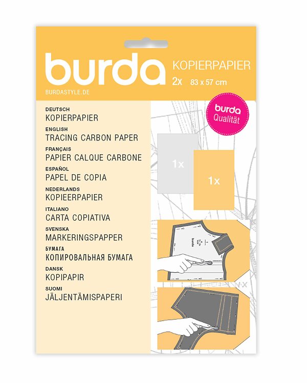 Papier calque carbone - 2 feuilles de 83 x 57 cm (jaune/blanc) de burda