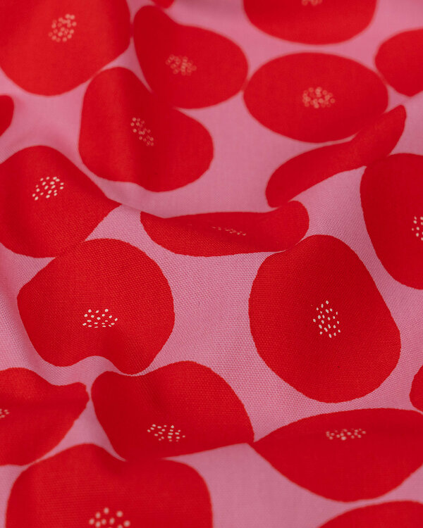Canevas de coton "Muddy Works/pois" (rose-rouge) de KOKKA/Japon