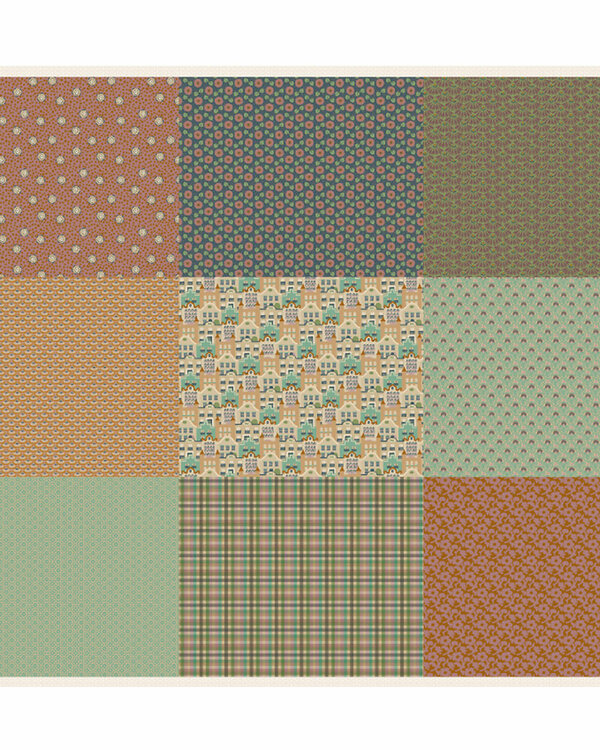 Panneau en coton - All in One "City Lovers" (vert/brun/rose/bleu) de la blu