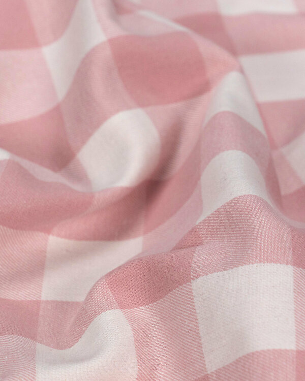 Flanelle coton "Vichy/carreaux" (rose-blanc)