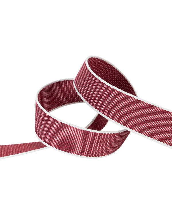 Sangle en mélange de coton "Recycling - Denim" 40 mm (offwhite-rouge foncé)