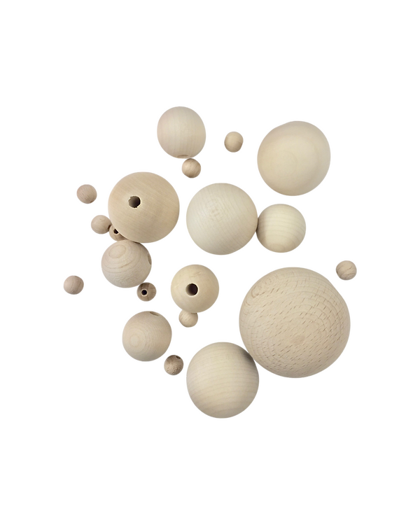 Boules en bois "Mix" au set - 21 pces assorties (nature)