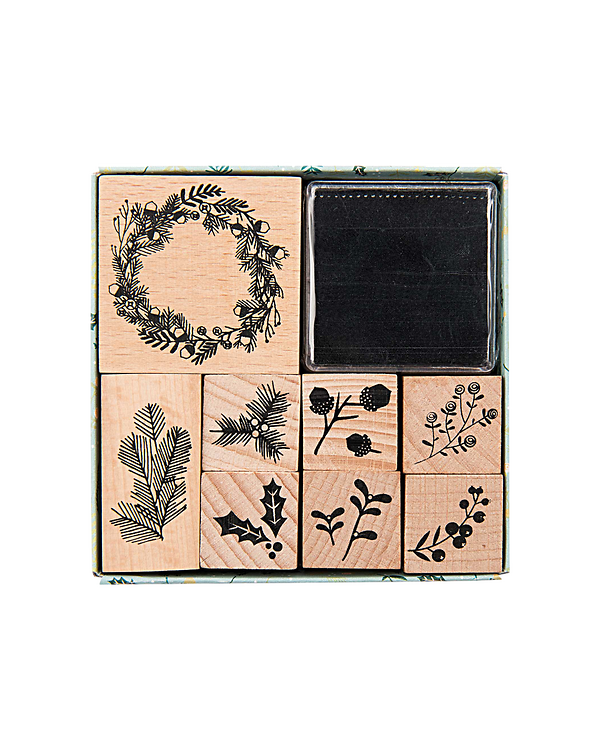 Tampons en bois "Classical Christmas/Noël" - lot de 9 de RICO DESIGN