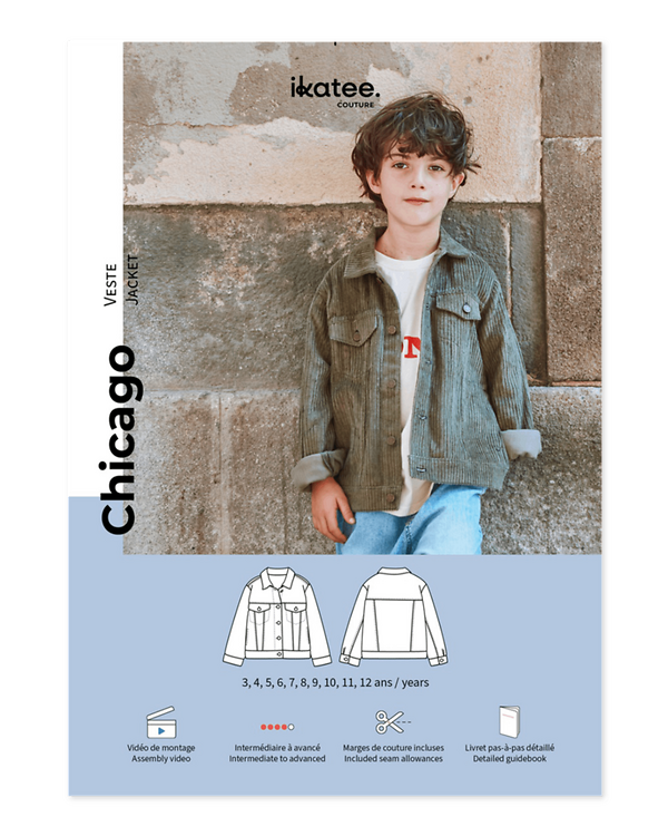 Patron veste pour enfants "CHICAGO" taille 3 - 12 ans de ikatee (français/anglais)