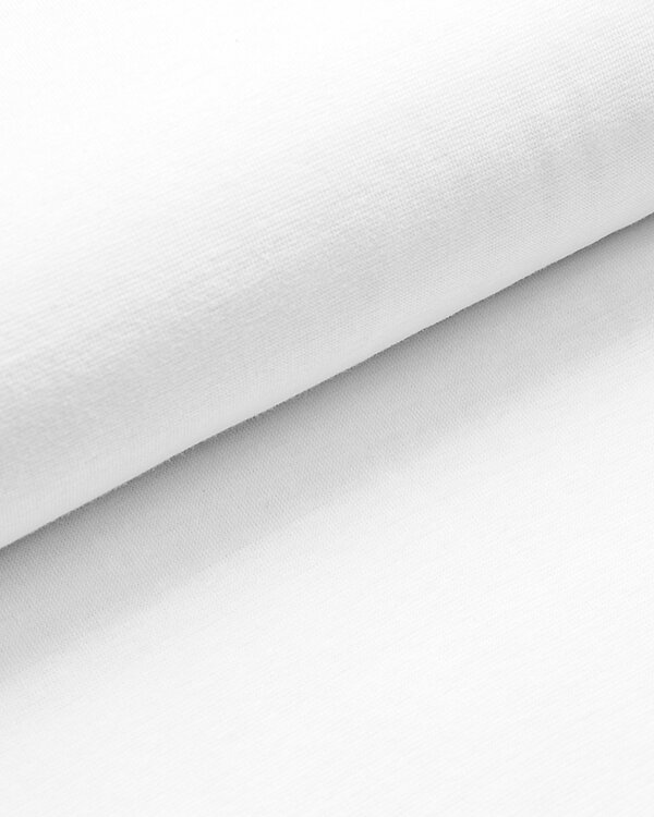 Tissu bord côte bio lisse "Ben" - tubulaire (blanc)