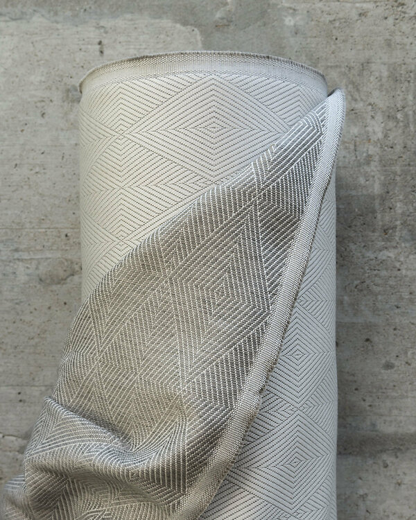 Tissu d’ameublement oléfine jacquard - outdoor "Montauk" (beige clair/gris)