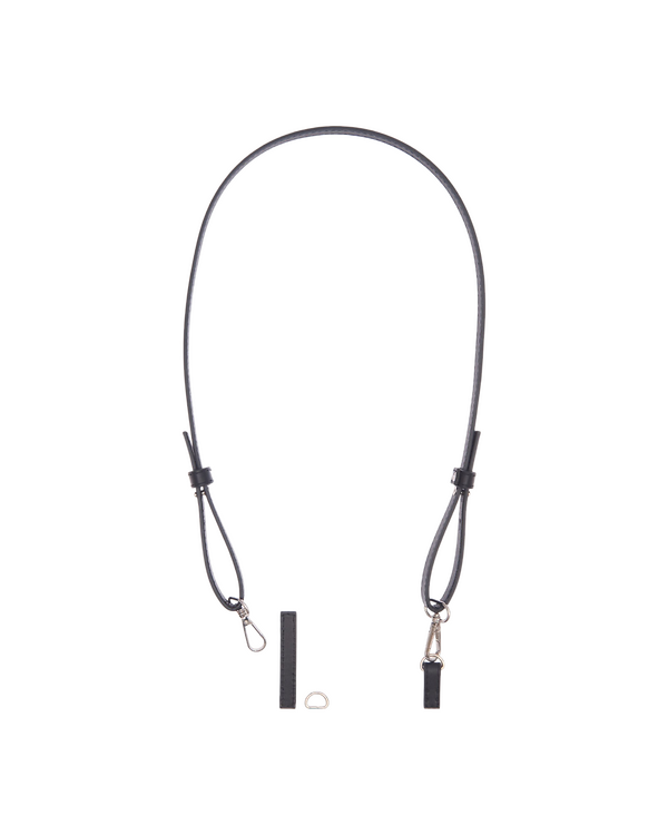Bandoulière en similicuir - longue "Mousqueton" (noir/argenté) de RICO DESIGN