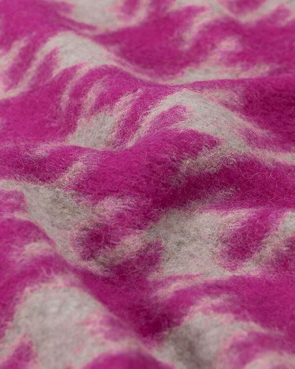 Tissu pour manteau laine bouillie "pied de poule" (gris clair-pink)