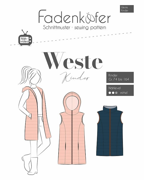 Patron - Gilet/veste pour enfants "Weste" (74-164) de fadenkäfer (en allemand)