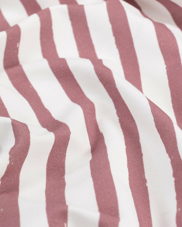 Sweat d'été coton bio - French Terry "Sirocco- rayes" (offwhite/bois de rose)