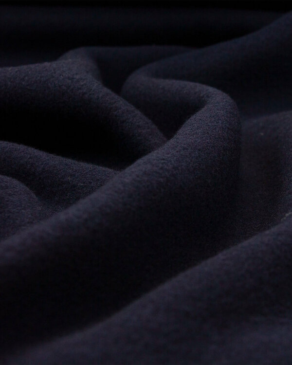 Tissu pour manteau en laine mérinos "Moelleux Deluxe - uni" (bleu foncé)