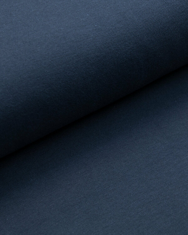 Tissu bord côte bio lisse "Ben" - tubulaire (bleu foncé)