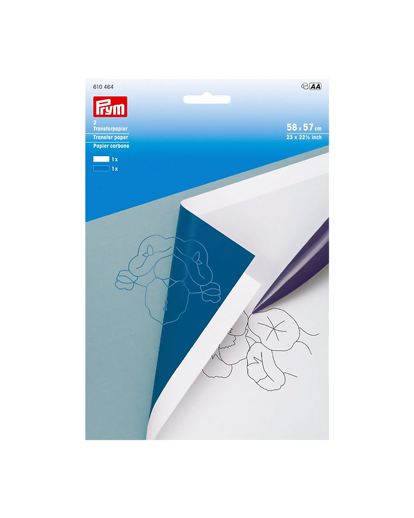 PRYM Papier carbone - 2 feuilles de 58 x 57 cm (blanc/bleu foncé) 610464
