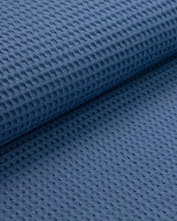 Waffelpiqué Baumwolle Mini "uni" (jeansblau)