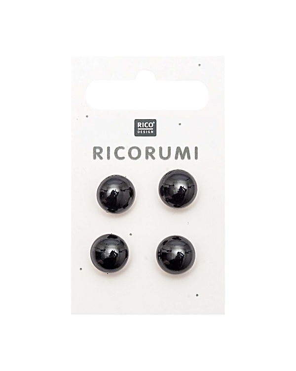 Yeux à coudre avec tige "Ricorumi" - lot de 4 - Ø 11 mm (noir) de RICO DESIGN