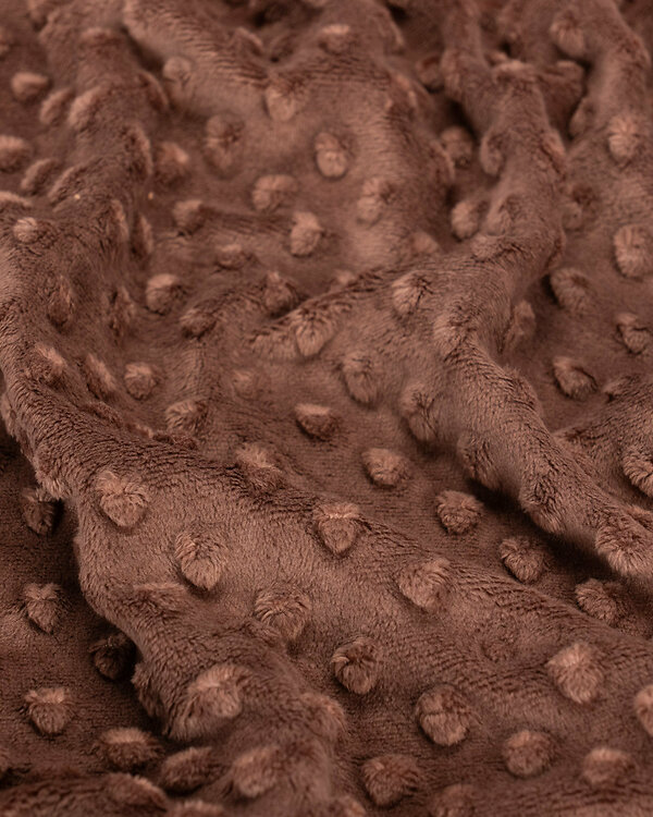 Tissu minky - effet 3D "Pois" (brun chocolat)