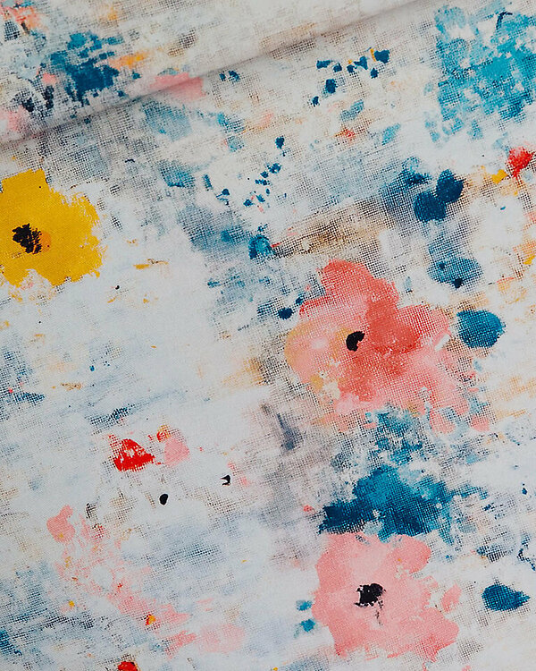 Heavy Twill/Gabardine de coton "Roses on Canvas" (offwhite-multicolore) de See You at Six