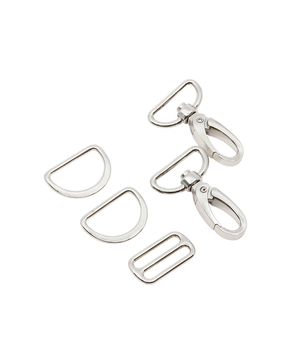 Kit de boucles et fermoir pour sac "Élégance" 25 mm (argenté)