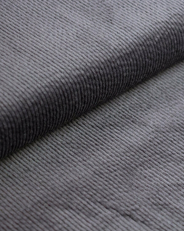 Velours à grosses côtes coton stretch "washed" (anthracite)