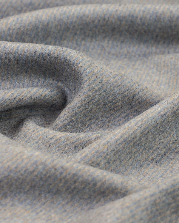 Tissu pour manteaux en laine mélangée "Moelleux - Diagonal Stripes" (beige clair/jean clair)