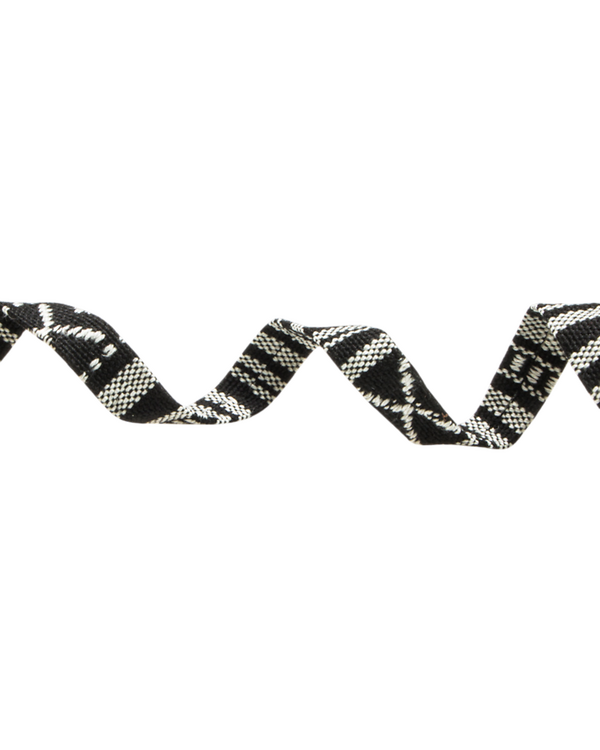 Ruban tissé  "Canevas Ethno" 10 mm (noir-blanc)