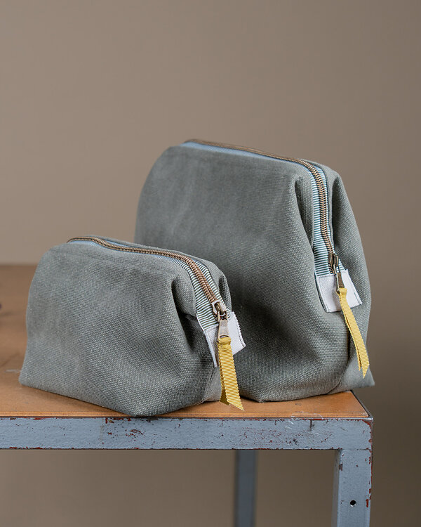 Set couture - Duo de trousses de toilette OOPEN "Artigiana" en heavy canvas