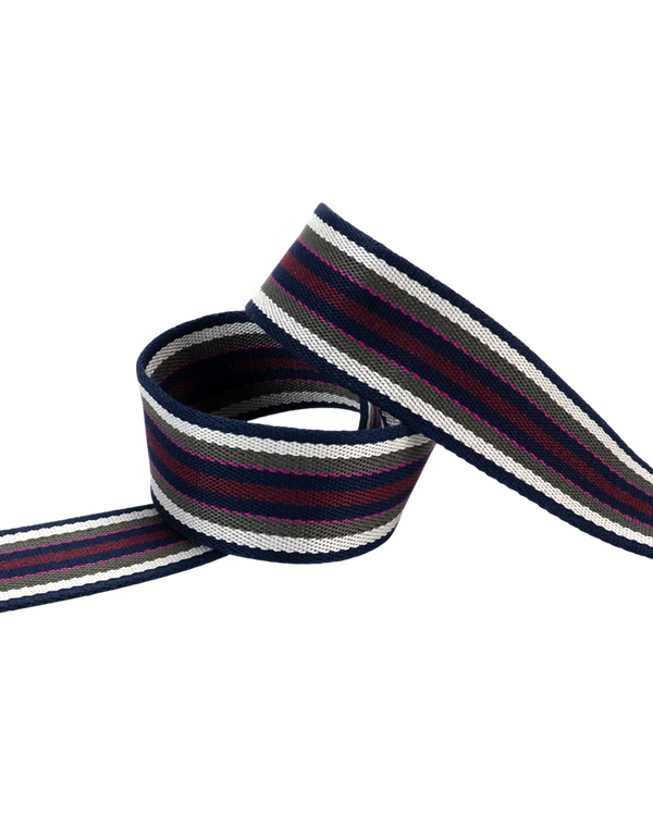 Ruban tissé "Regatta / Stripe" (bleu foncé/gris/pink)