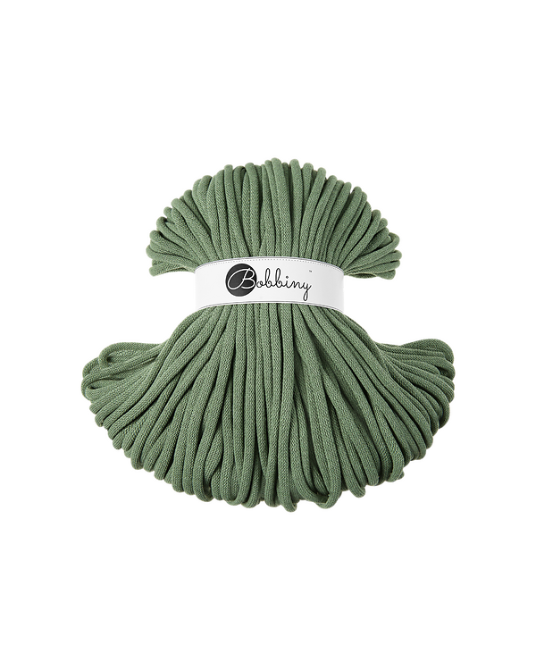 Fil macramé en coton recyclé "Jumbo Ø 9 mm - eucalyptus green" (vert sauge) de Bobbiny