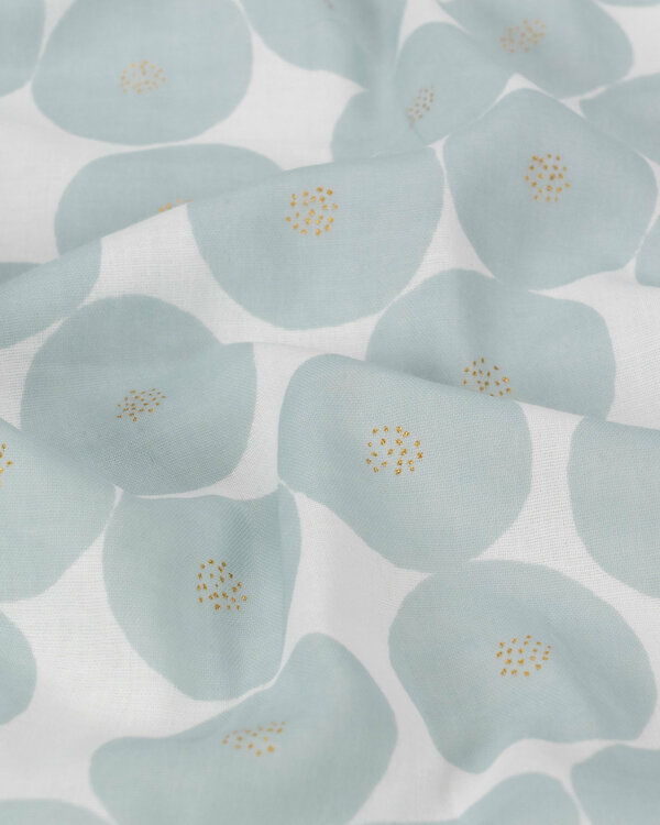 Double gaze de coton "Muddy Works/pois" (offwhite-menthe clair/doré) de KOKKA/Japon