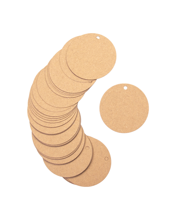 Étiquettes en papier kraft - rondes Ø 4,5 cm, lot de 50 (brun)