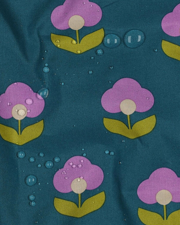 Toile cirée - coton enduit "Retro Flowers" (pétrole/rose bonbon/vert clair)