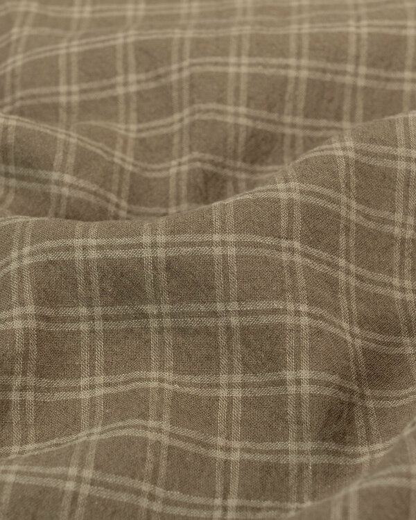Lin / coton "Minabi - Plaid / Carreaux" (kaki clair/beige clair) de KOYAMA