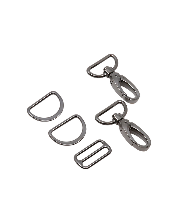Kit de boucles et fermoir pour sac "Élégance" 25 mm (gunmetal)