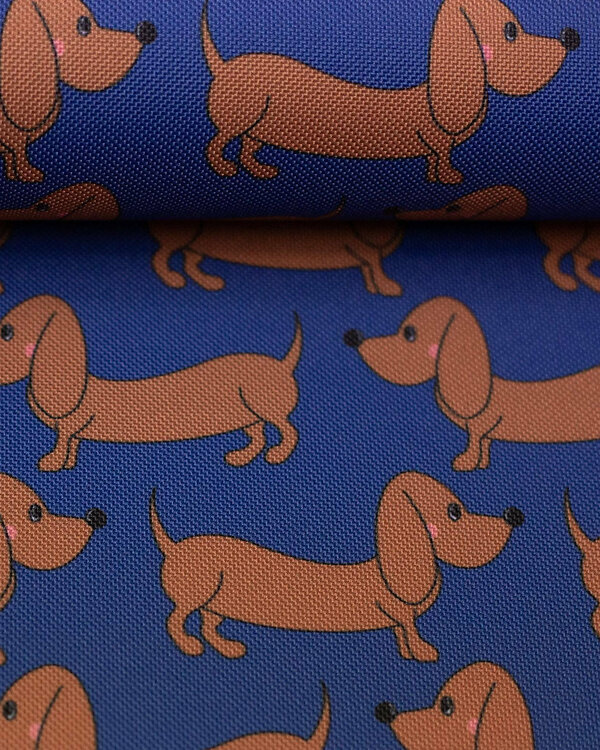 Nylon pour sacs à dos – déperlant "Teckel / Happy Collection by Cherry Picking" (bleu foncé-brun) de SWAFING