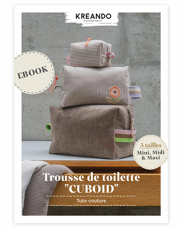 Ebook - Instructions: trousse de toilette ''Cuboid'' avec patron de KREANDO (en français)