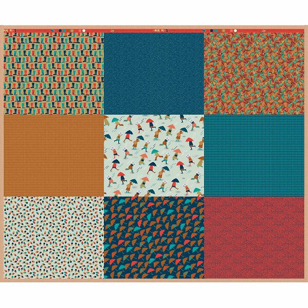 Panneau en coton - All in One "Rainy Days" (menthe clair/pétrole/rouge) de la blu
