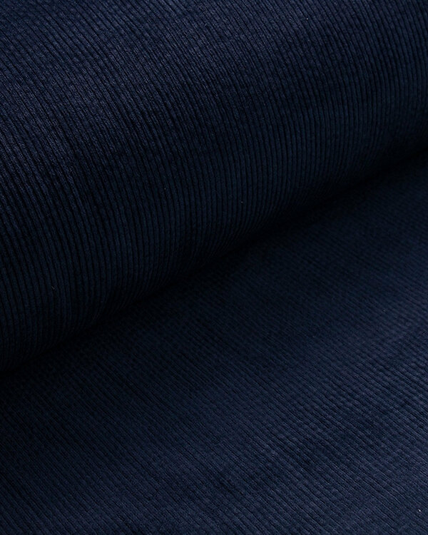 Velours à grosses côtes coton stretch "washed" (bleu foncé)